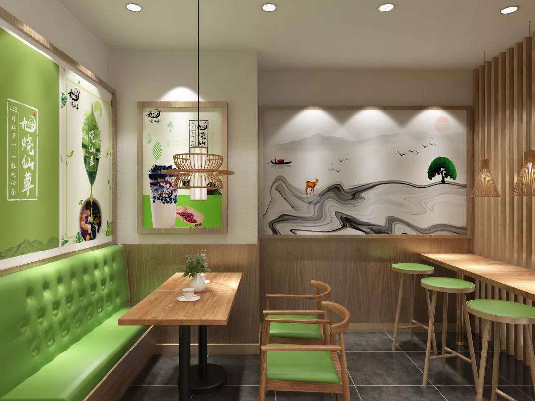 烧仙草奶茶店内装修效果图